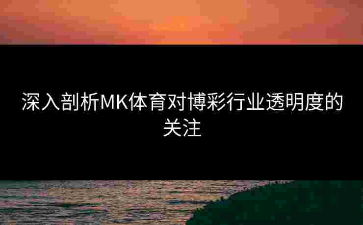 深入剖析MK体育对博彩行业透明度的关注